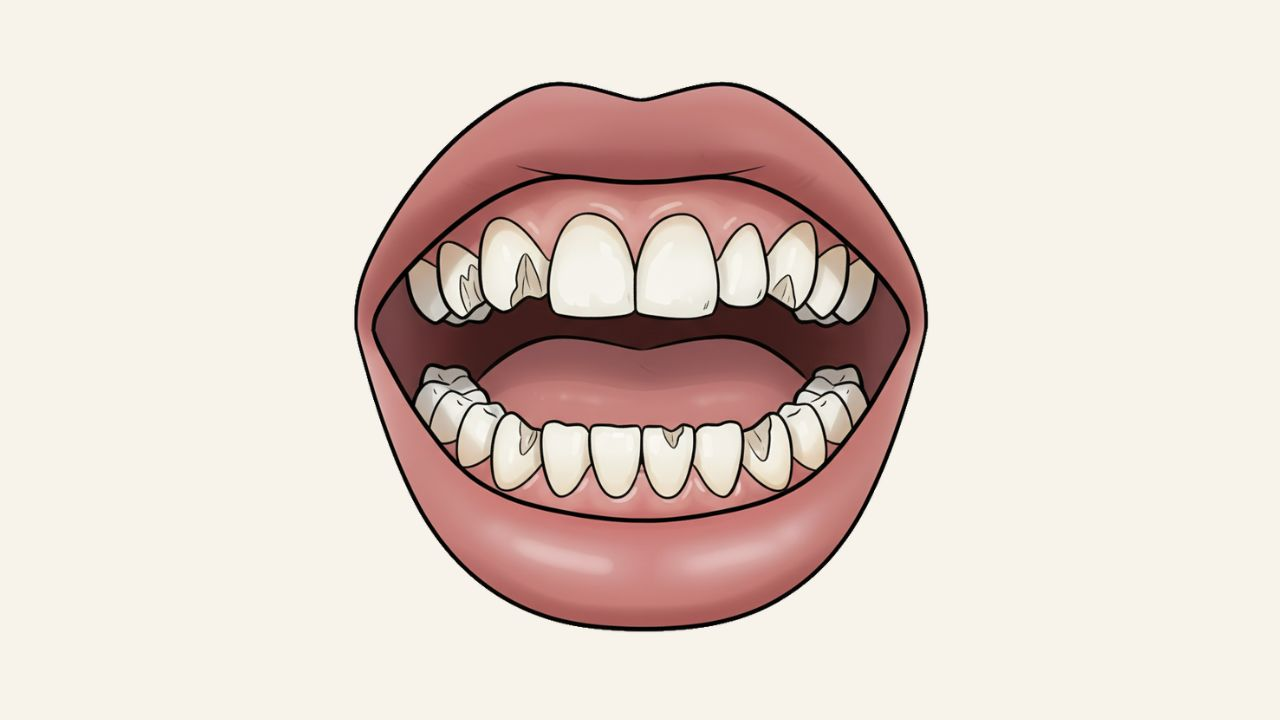cartoon showing chipped teeth