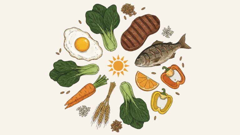 Cartoon of healthy foods for nail growth