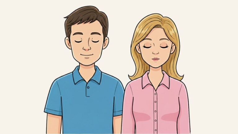 cartoon of a couple breathing