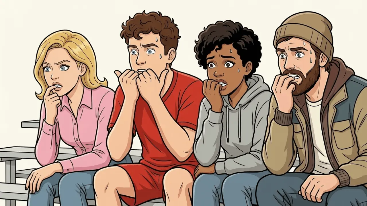 biting nails watching sports