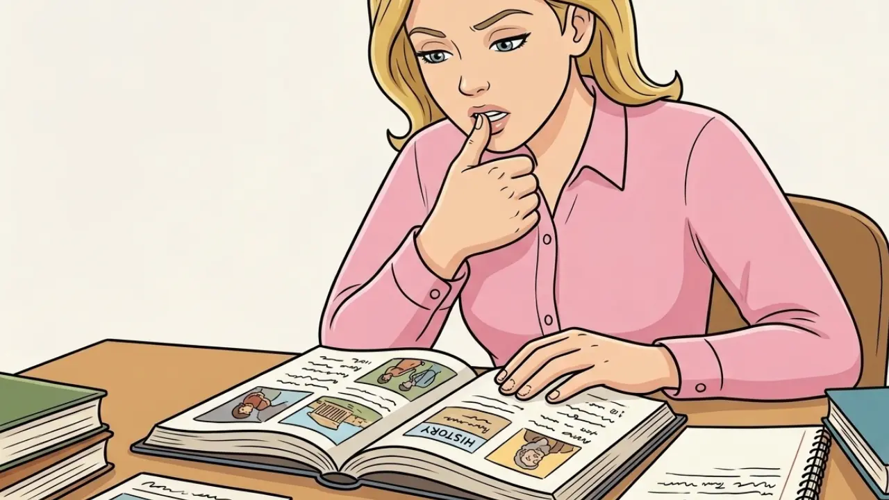 Biting nails while studying